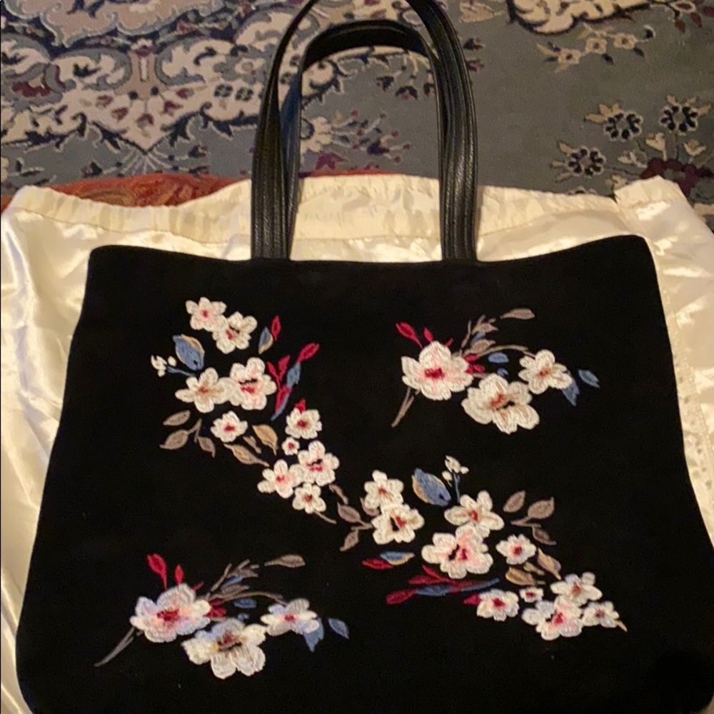 White House Black Market black leather tote